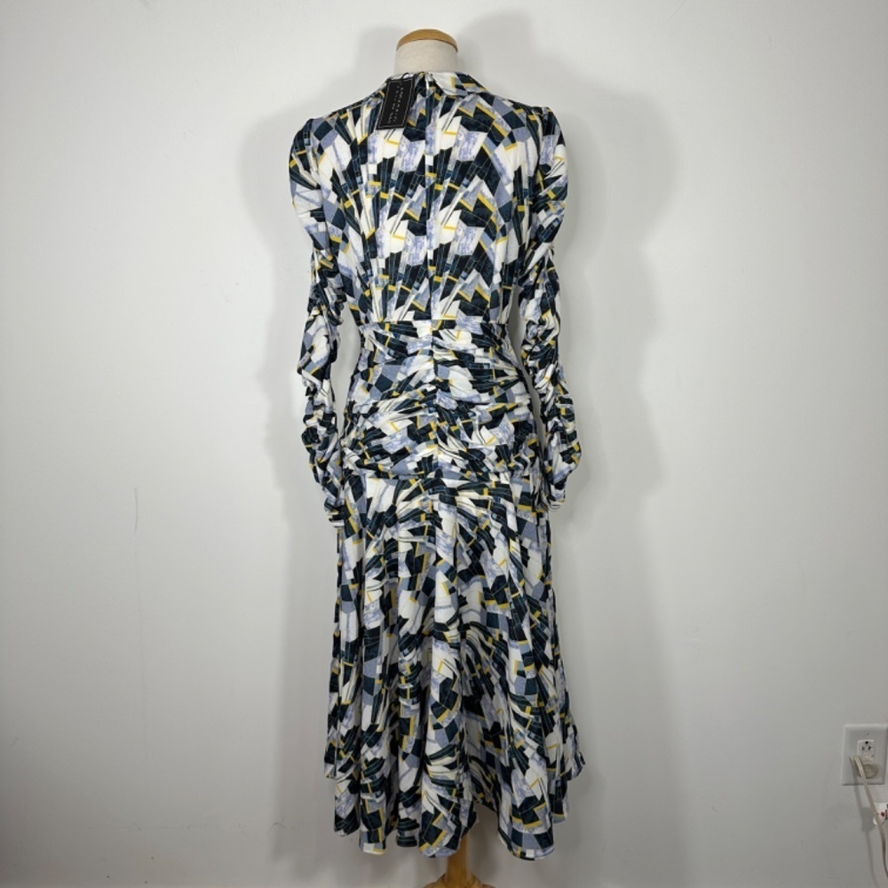 NWT APPARALEL Ruched Long Sleeve Multicolor Midi Dress Size Large - Picture 10 of 16